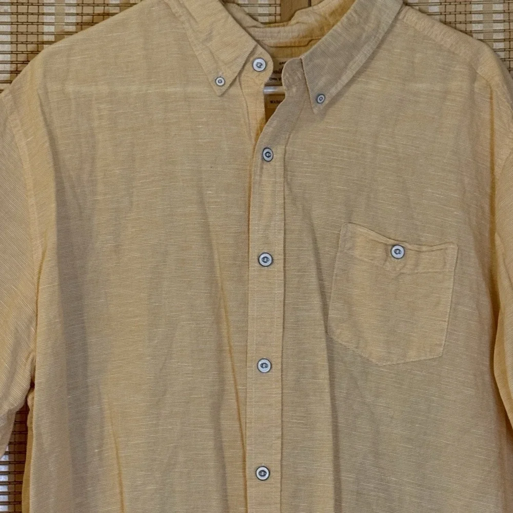Weatherproof Mens 2X Linen Blend Button Up Shirt Yellow Office Casual‎ Preppy